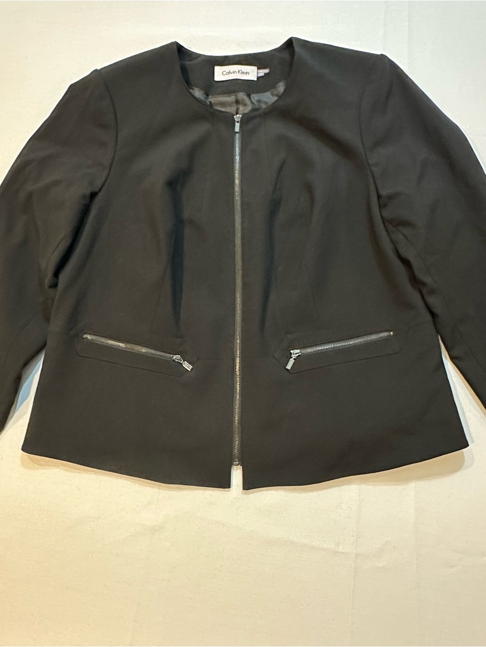 Calvin Klein Black Zip Front Career Jacket 14W